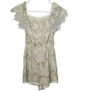 New! Rue21 Ivory White Lace Off Shoulder Romper Shorts Women SZ Small